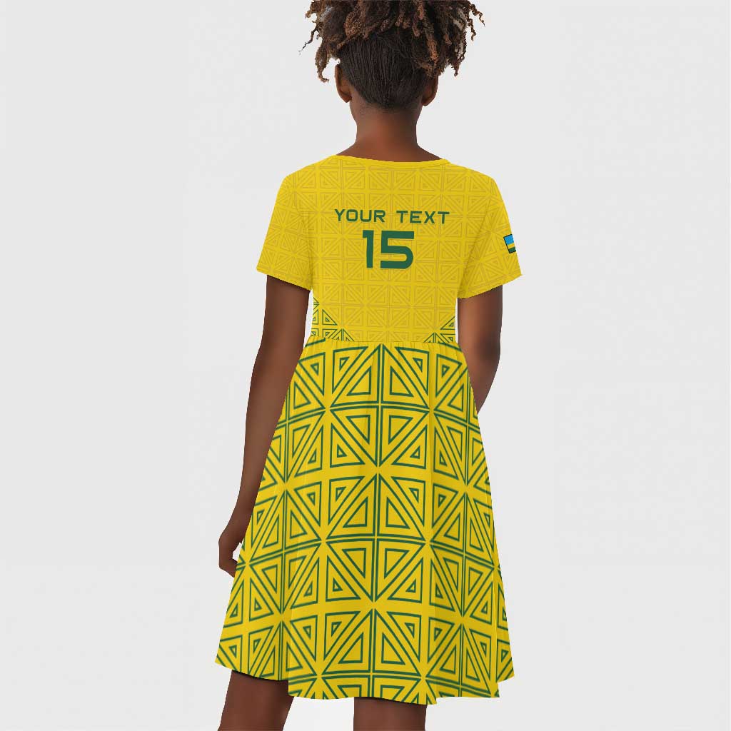 Custom Jamhuri ya Rwanda Football Kid Short Sleeve Dress Go Amavubi Go