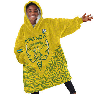 Custom Jamhuri ya Rwanda Football Kid Wearable Blanket Hoodie Go Amavubi Go