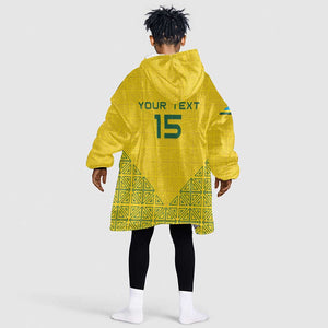 Custom Jamhuri ya Rwanda Football Kid Wearable Blanket Hoodie Go Amavubi Go