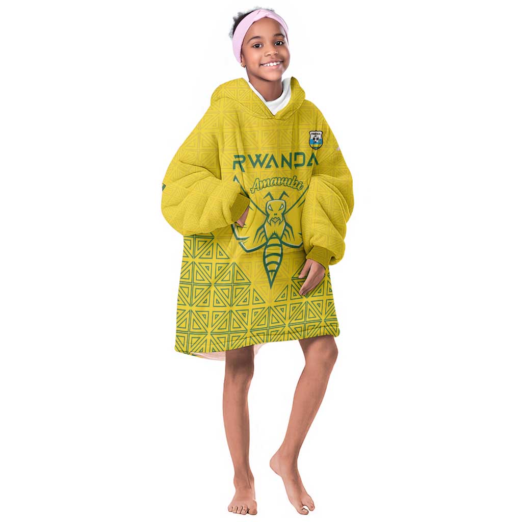 Custom Jamhuri ya Rwanda Football Kid Wearable Blanket Hoodie Go Amavubi Go