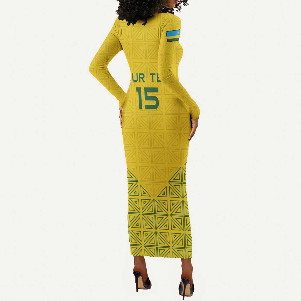 Custom Jamhuri ya Rwanda Football Long Sleeve Bodycon Dress Go Amavubi Go LT15