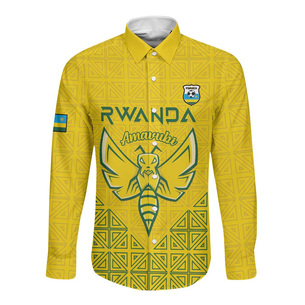 Custom Jamhuri ya Rwanda Football Long Sleeve Button Shirt Go Amavubi Go
