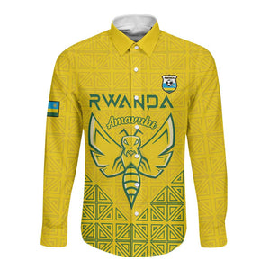 Custom Jamhuri ya Rwanda Football Long Sleeve Button Shirt Go Amavubi Go