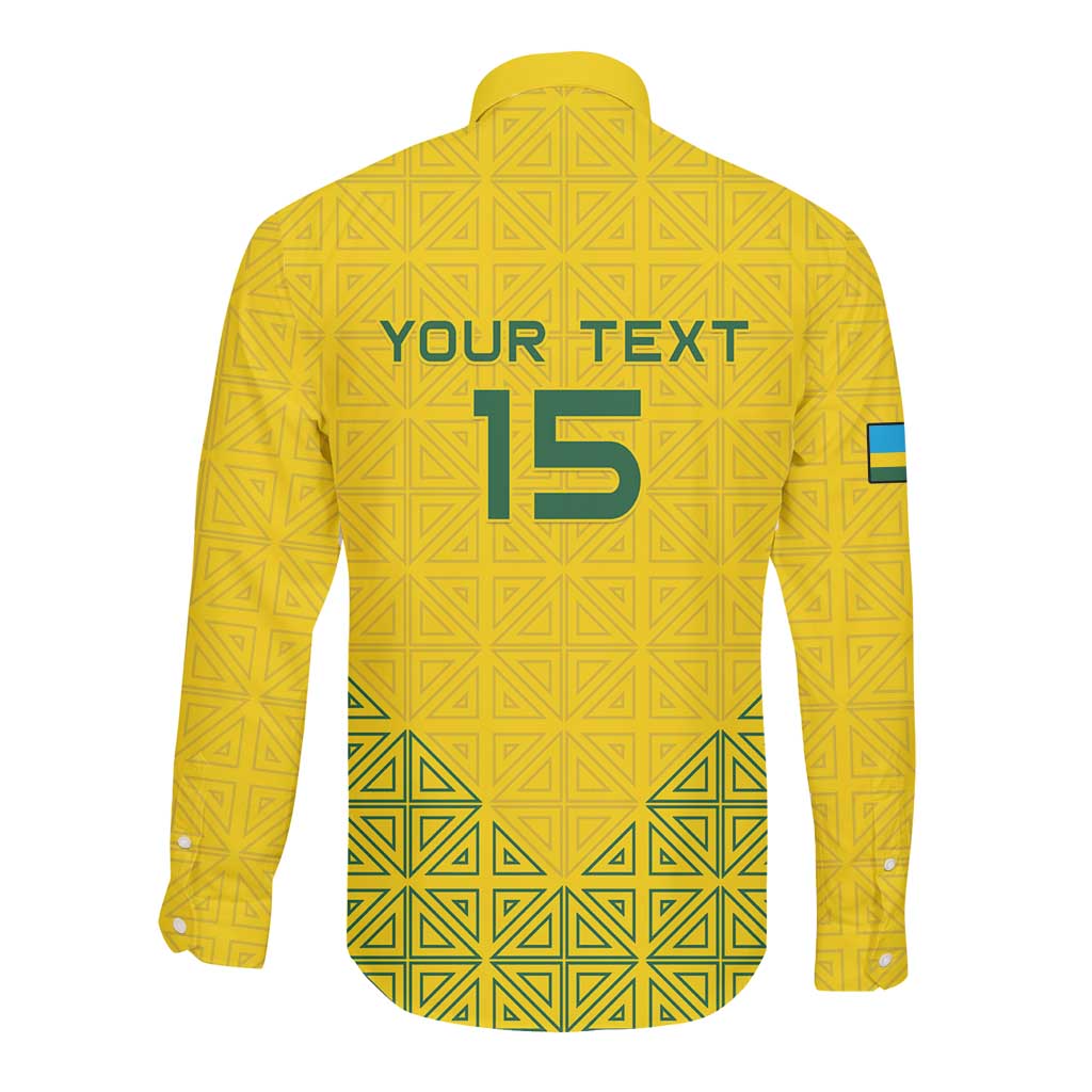 Custom Jamhuri ya Rwanda Football Long Sleeve Button Shirt Go Amavubi Go