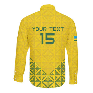 Custom Jamhuri ya Rwanda Football Long Sleeve Button Shirt Go Amavubi Go