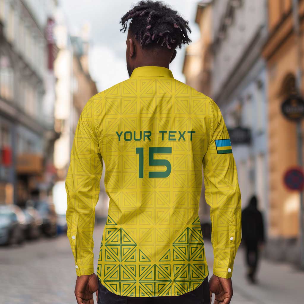 Custom Jamhuri ya Rwanda Football Long Sleeve Button Shirt Go Amavubi Go