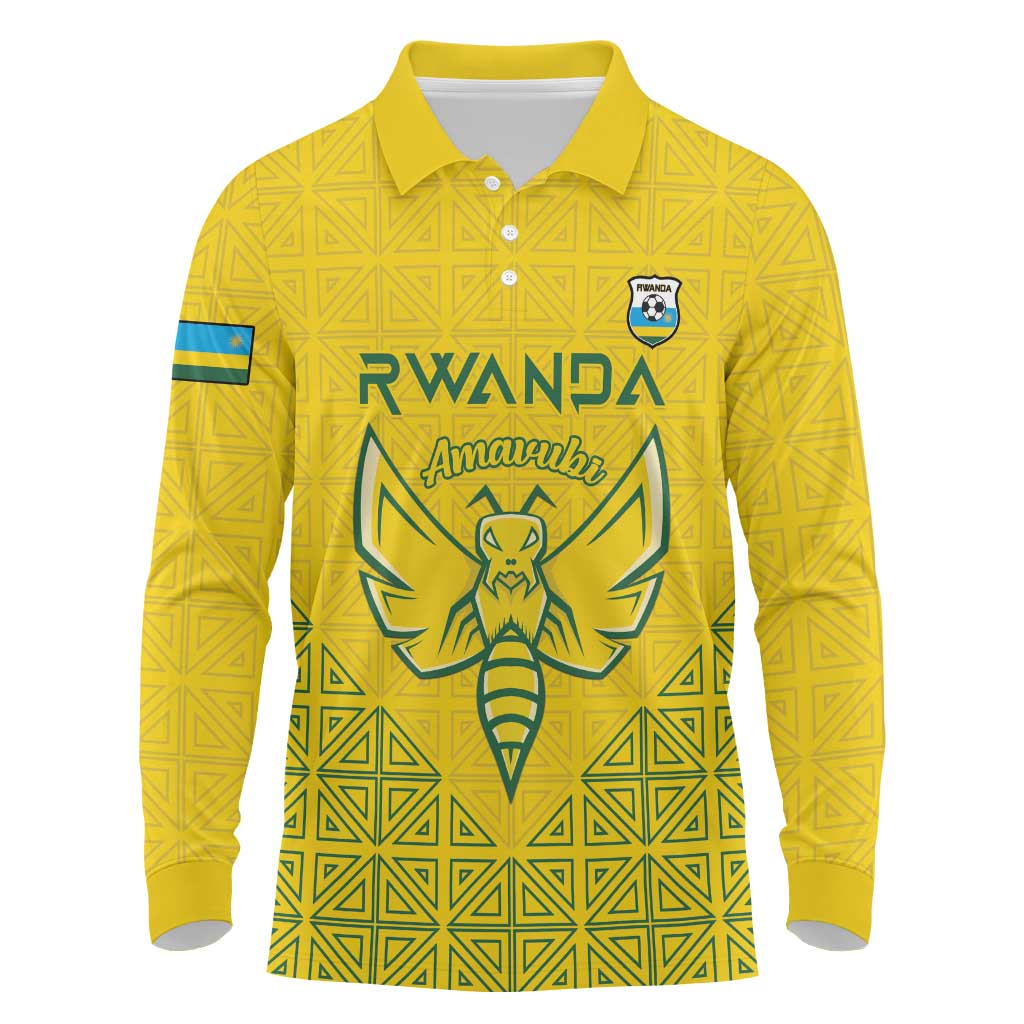Custom Jamhuri ya Rwanda Football Long Sleeve Polo Shirt Go Amavubi Go