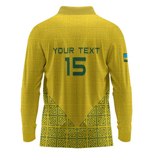 Custom Jamhuri ya Rwanda Football Long Sleeve Polo Shirt Go Amavubi Go