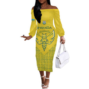 Custom Jamhuri ya Rwanda Football Off The Shoulder Long Sleeve Dress Go Amavubi Go