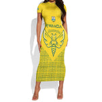 Custom Jamhuri ya Rwanda Football Short Sleeve Bodycon Dress Go Amavubi Go LT15
