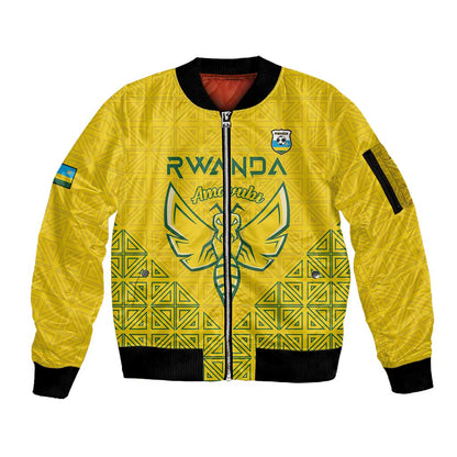 Custom Jamhuri ya Rwanda Football Sleeve Zip Bomber Jacket Go Amavubi Go