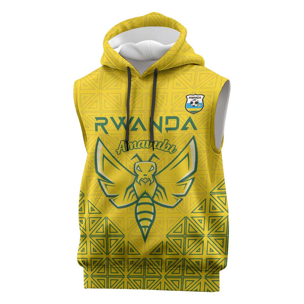 Custom Jamhuri ya Rwanda Football Sleeveless Hoodie Go Amavubi Go - African Pride
