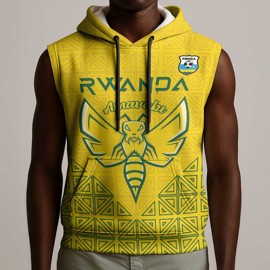 Custom Jamhuri ya Rwanda Football Sleeveless Hoodie Go Amavubi Go - African Pride