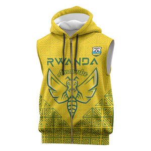 Custom Jamhuri ya Rwanda Football Sleeveless Zip Hoodie Go Amavubi Go - African Pride