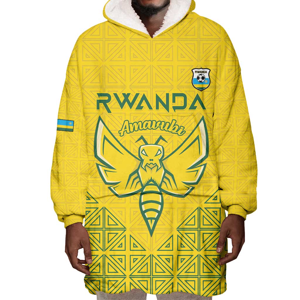 Custom Jamhuri ya Rwanda Football Wearable Blanket Hoodie Go Amavubi Go