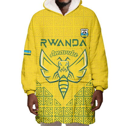 Custom Jamhuri ya Rwanda Football Wearable Blanket Hoodie Go Amavubi Go