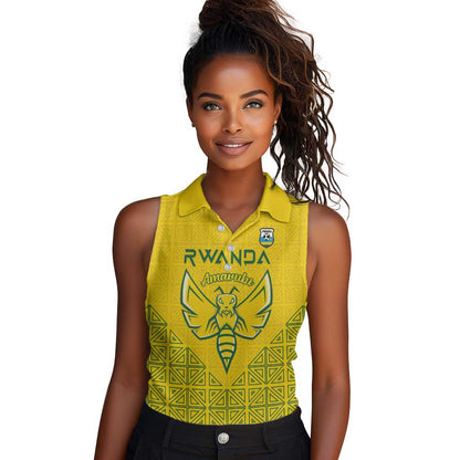Custom Jamhuri ya Rwanda Football Women Sleeveless Polo Shirt Go Amavubi Go