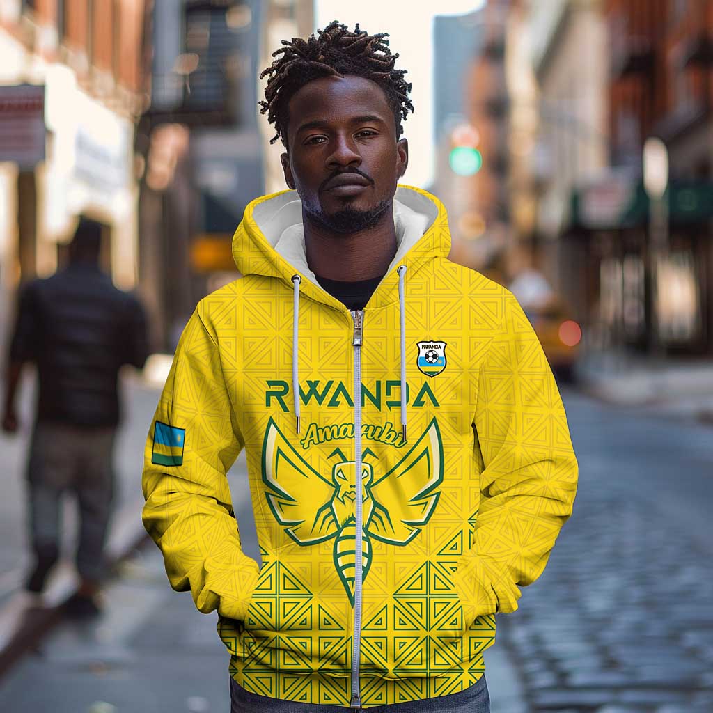 Custom Jamhuri ya Rwanda Football Zip Hoodie Go Amavubi Go