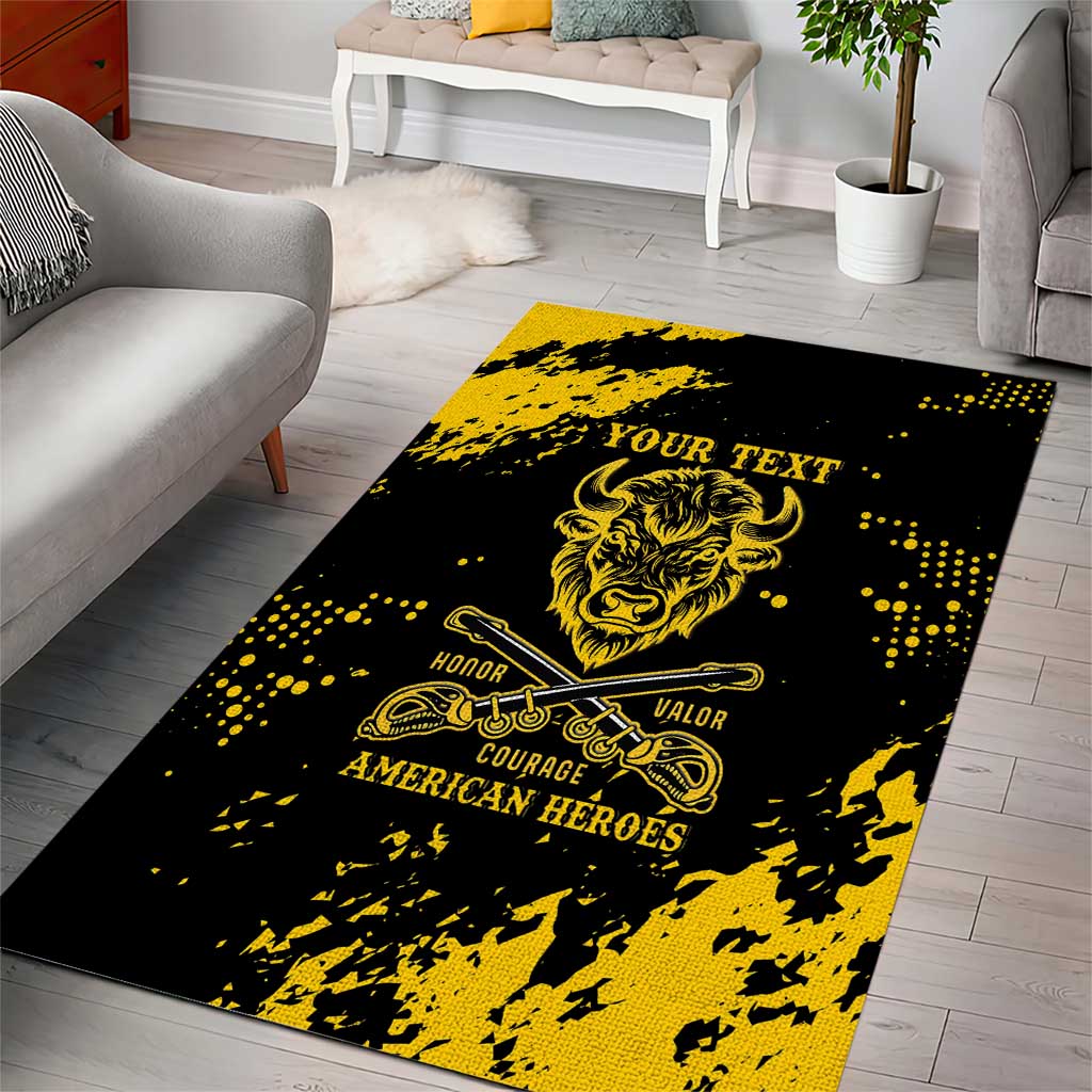 Personalized African-American Heroes Area Rug Bison Buffalo Soldiers - Black Grunge Style - African Pride