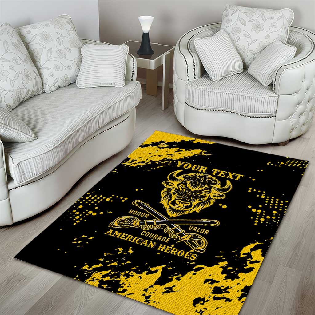 Personalized African-American Heroes Area Rug Bison Buffalo Soldiers - Black Grunge Style - African Pride
