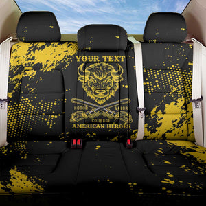 Personalized African-American Heroes Back Car Seat Cover Bison Buffalo Soldiers - Black Grunge Style - African Pride
