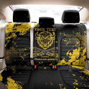 Personalized African-American Heroes Back Car Seat Cover Bison Buffalo Soldiers - Black Grunge Style - African Pride