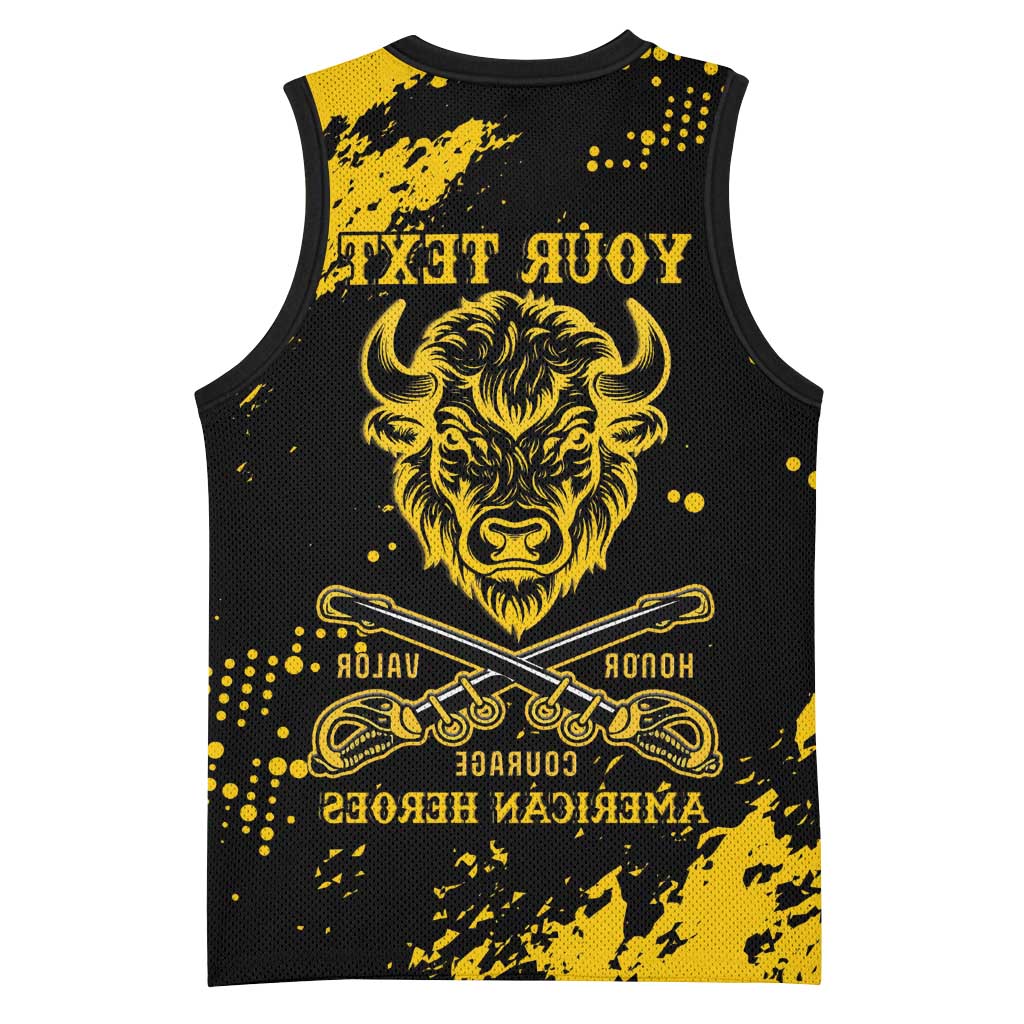 Personalized African-American Heroes Basketball Jersey Bison Buffalo Soldiers - Black Grunge Style - African Pride