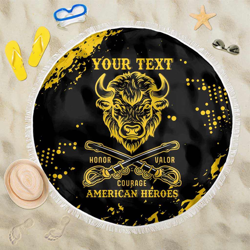 Personalized African-American Heroes Beach Blanket Bison Buffalo Soldiers - Black Grunge Style - African Pride