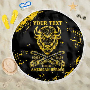 Personalized African-American Heroes Beach Blanket Bison Buffalo Soldiers - Black Grunge Style - African Pride