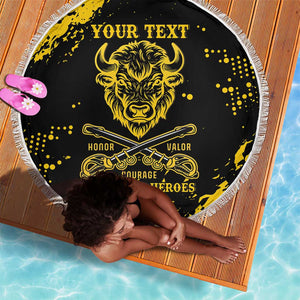Personalized African-American Heroes Beach Blanket Bison Buffalo Soldiers - Black Grunge Style - African Pride