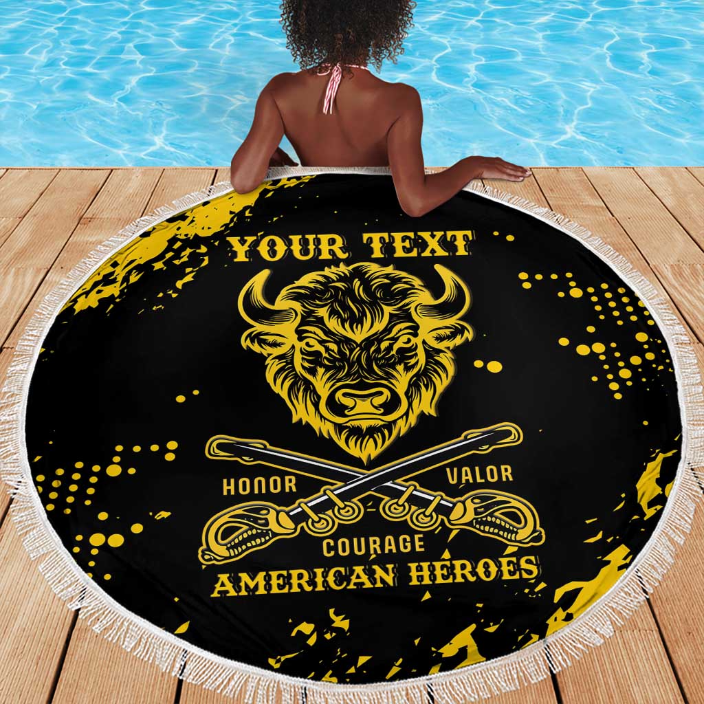 Personalized African-American Heroes Beach Blanket Bison Buffalo Soldiers - Black Grunge Style - African Pride