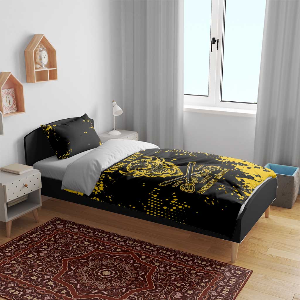 Personalized African-American Heroes Bedding Set Bison Buffalo Soldiers - Black Grunge Style - African Pride