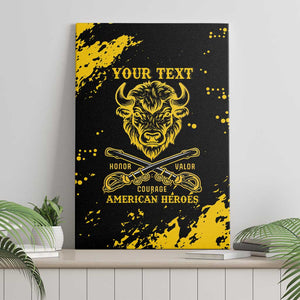 Personalized African-American Heroes Canvas Wall Art Bison Buffalo Soldiers - Black Grunge Style - African Pride