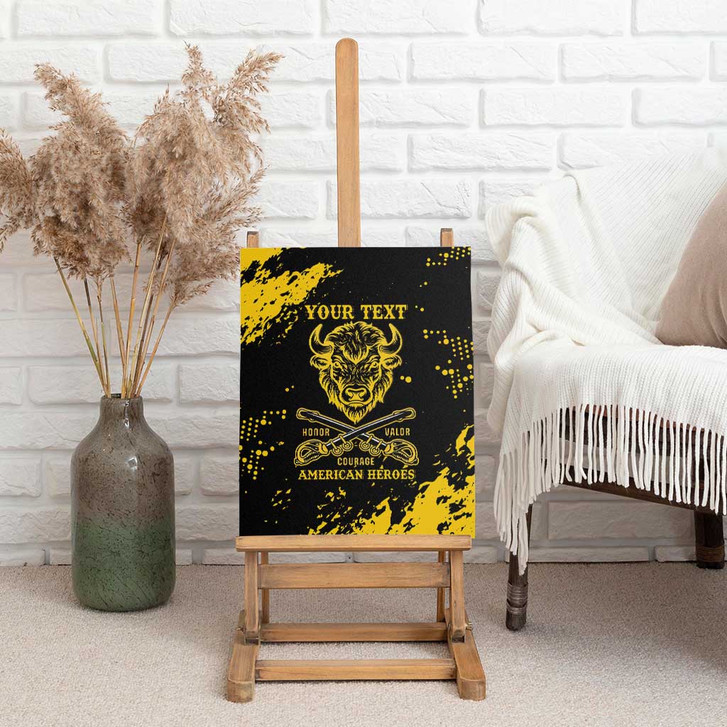 Personalized African-American Heroes Canvas Wall Art Bison Buffalo Soldiers - Black Grunge Style - African Pride