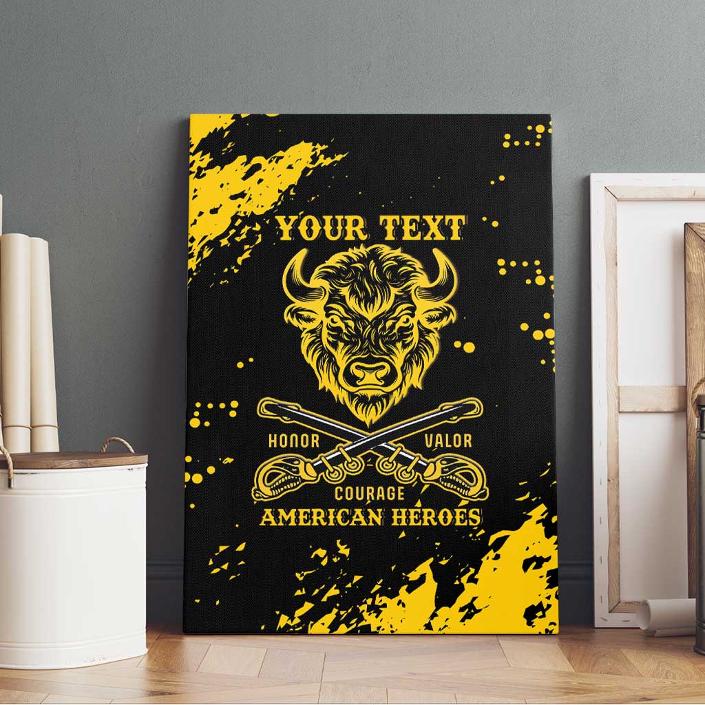 Personalized African-American Heroes Canvas Wall Art Bison Buffalo Soldiers - Black Grunge Style - African Pride