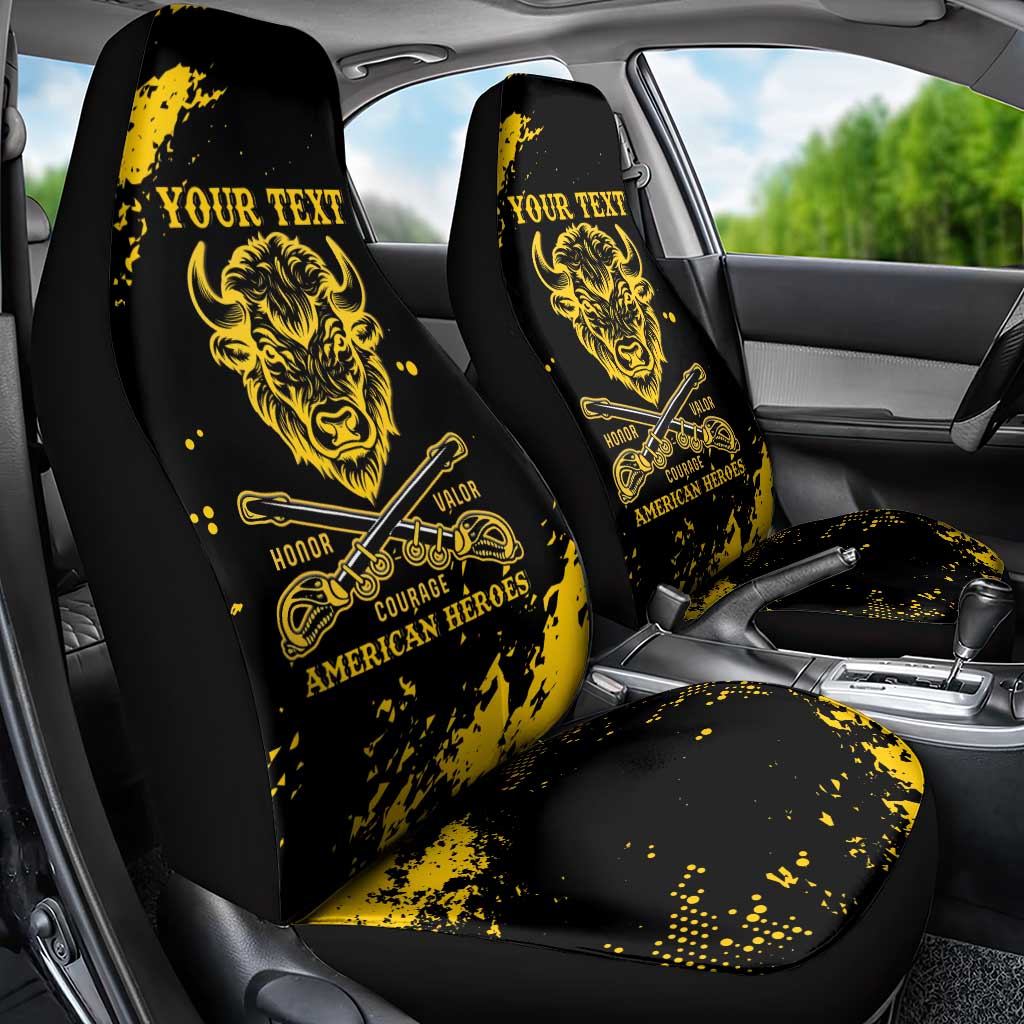 Personalized African-American Heroes Car Seat Cover Bison Buffalo Soldiers - Black Grunge Style - African Pride