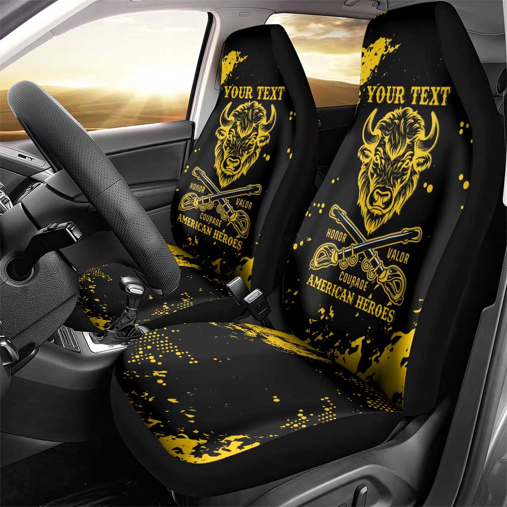 Personalized African-American Heroes Car Seat Cover Bison Buffalo Soldiers - Black Grunge Style - African Pride
