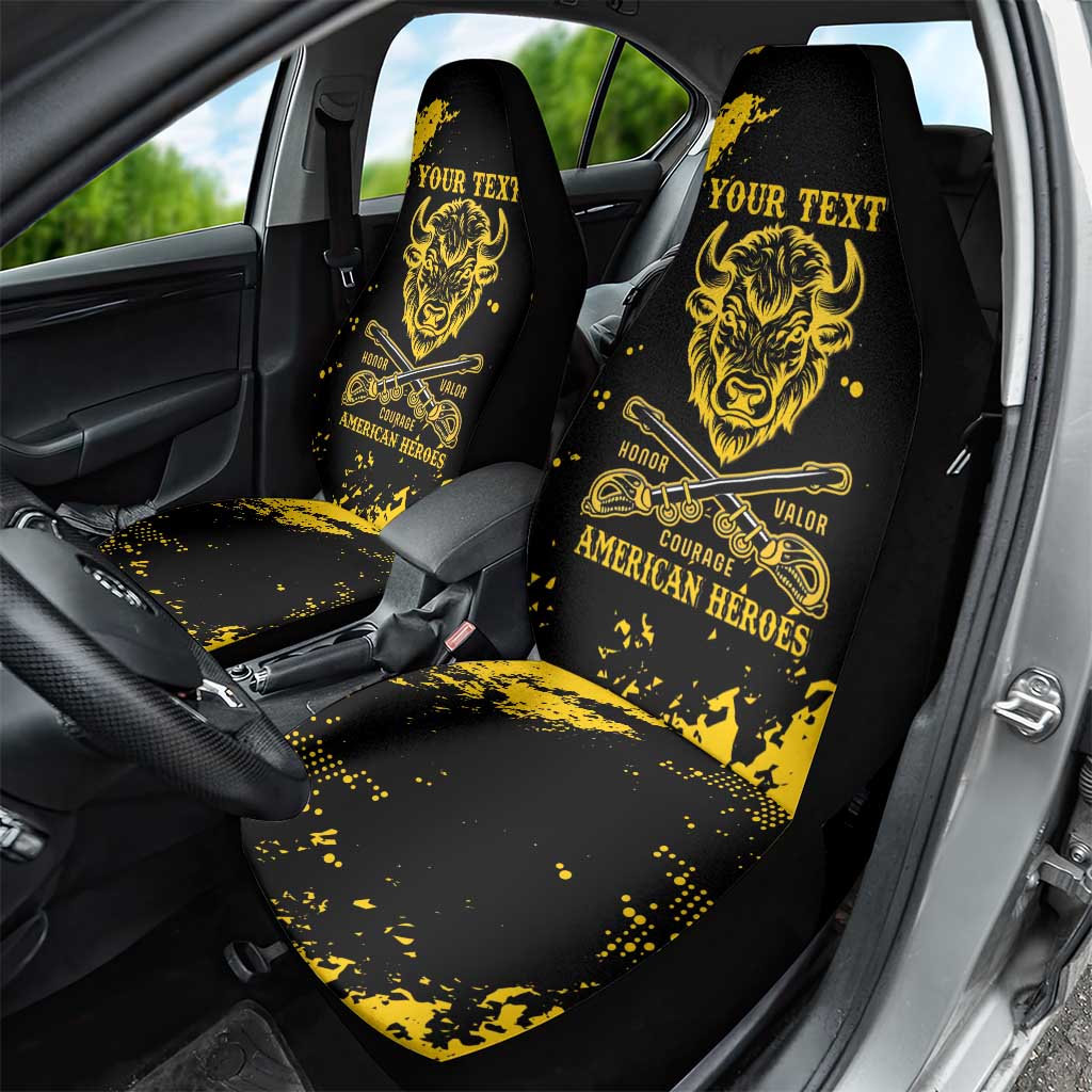 Personalized African-American Heroes Car Seat Cover Bison Buffalo Soldiers - Black Grunge Style - African Pride