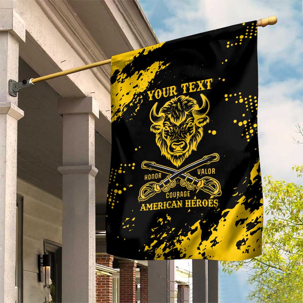 Personalized African-American Heroes Garden Flag Bison Buffalo Soldiers - Black Grunge Style - African Pride
