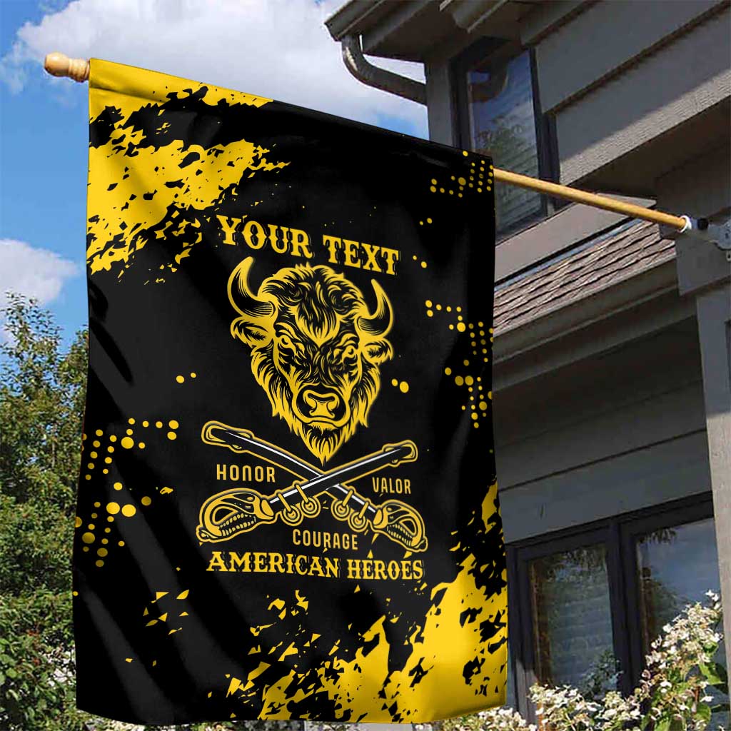 Personalized African-American Heroes Garden Flag Bison Buffalo Soldiers - Black Grunge Style - African Pride