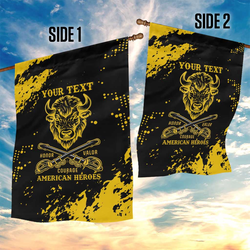 Personalized African-American Heroes Garden Flag Bison Buffalo Soldiers - Black Grunge Style - African Pride
