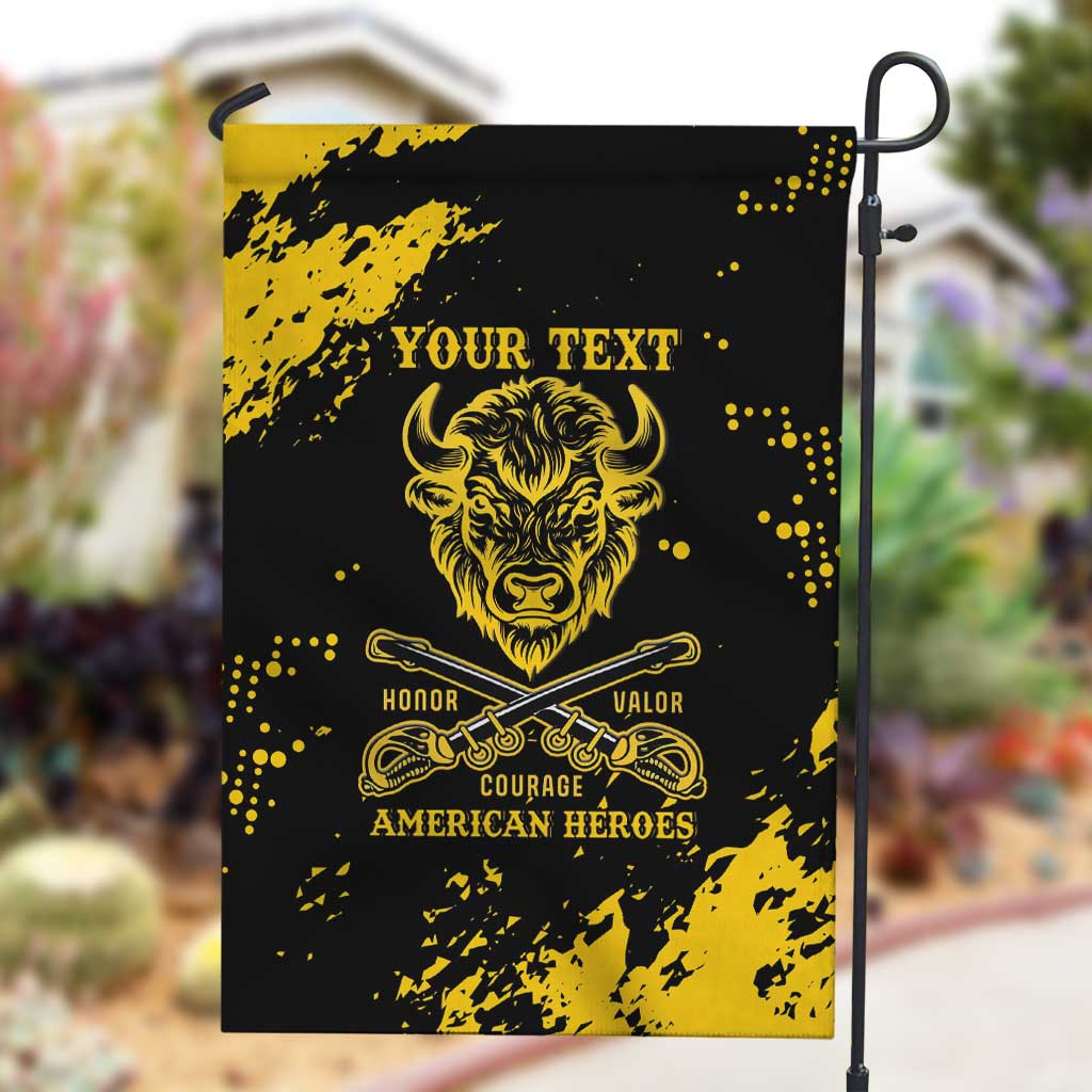 Personalized African-American Heroes Garden Flag Bison Buffalo Soldiers - Black Grunge Style - African Pride