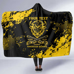 Personalized African-American Heroes Hooded Blanket Bison Buffalo Soldiers - Black Grunge Style - African Pride