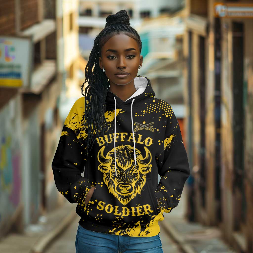 Personalized African-American Heroes Hoodie Bison Buffalo Soldiers - Black Grunge Style - African Pride