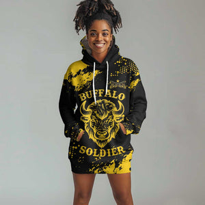Personalized African-American Heroes Hoodie Dress Bison Buffalo Soldiers - Black Grunge Style - African Pride