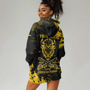 Personalized African-American Heroes Hoodie Dress Bison Buffalo Soldiers - Black Grunge Style - African Pride