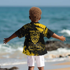 Personalized African-American Heroes Kid Hawaiian Shirt Bison Buffalo Soldiers - Black Grunge Style - African Pride