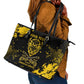 Personalized African-American Heroes Leather Tote Bag Bison Buffalo Soldiers - Black Grunge Style - African Pride