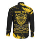 Personalized African-American Heroes Long Sleeve Button Shirt Bison Buffalo Soldiers - Black Grunge Style - African Pride