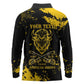 Personalized African-American Heroes Long Sleeve Polo Shirt Bison Buffalo Soldiers - Black Grunge Style - African Pride